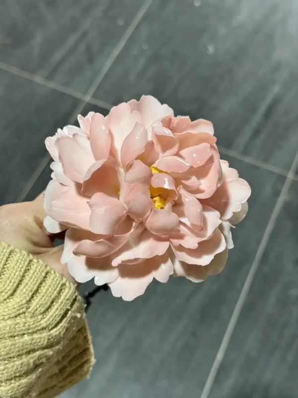Delicate Handmade Pink Flower Ceramic Ornaments