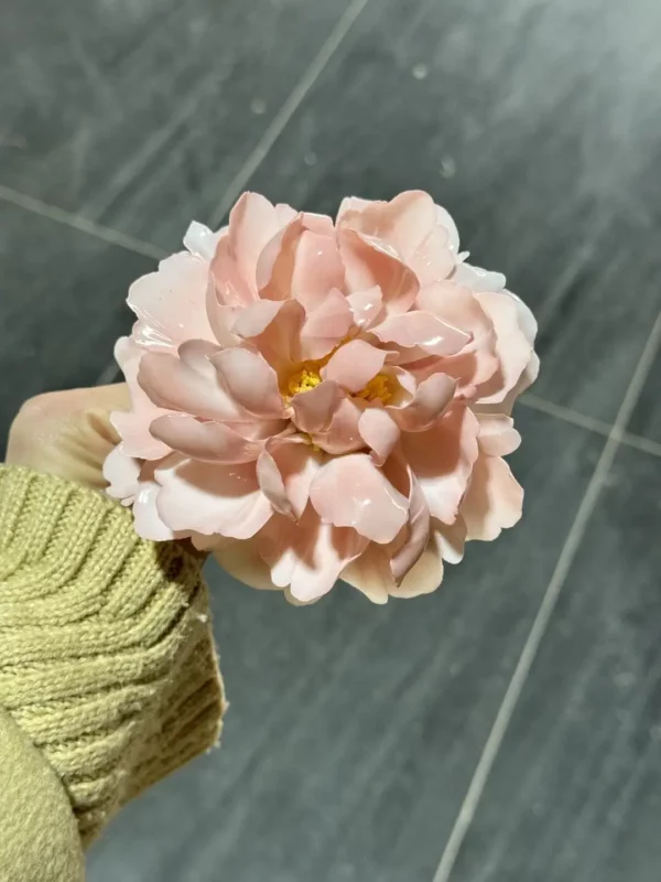 Delicate Handmade Pink Flower Ceramic Ornaments