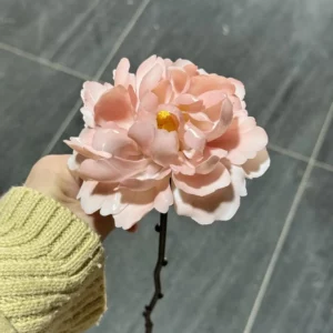 Delicate Handmade Pink Flower Ceramic Ornaments
