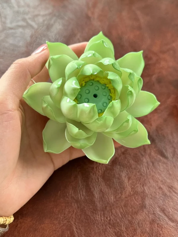 Handmade Green Lotus Flower Incense Holder