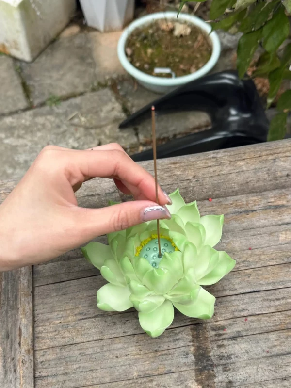 Handmade Green Lotus Flower Incense Holder
