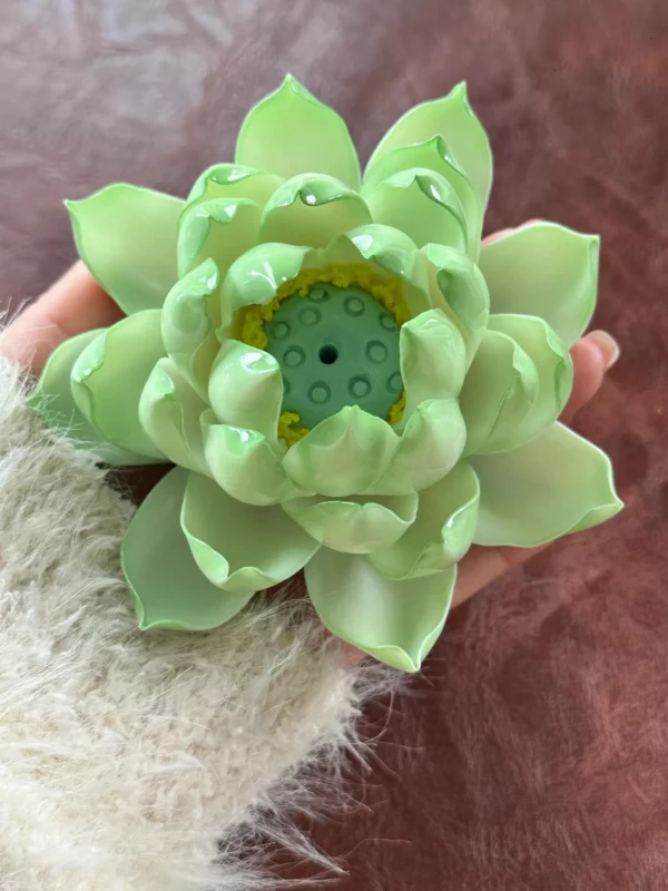 Handmade Green Lotus Flower Incense Holder