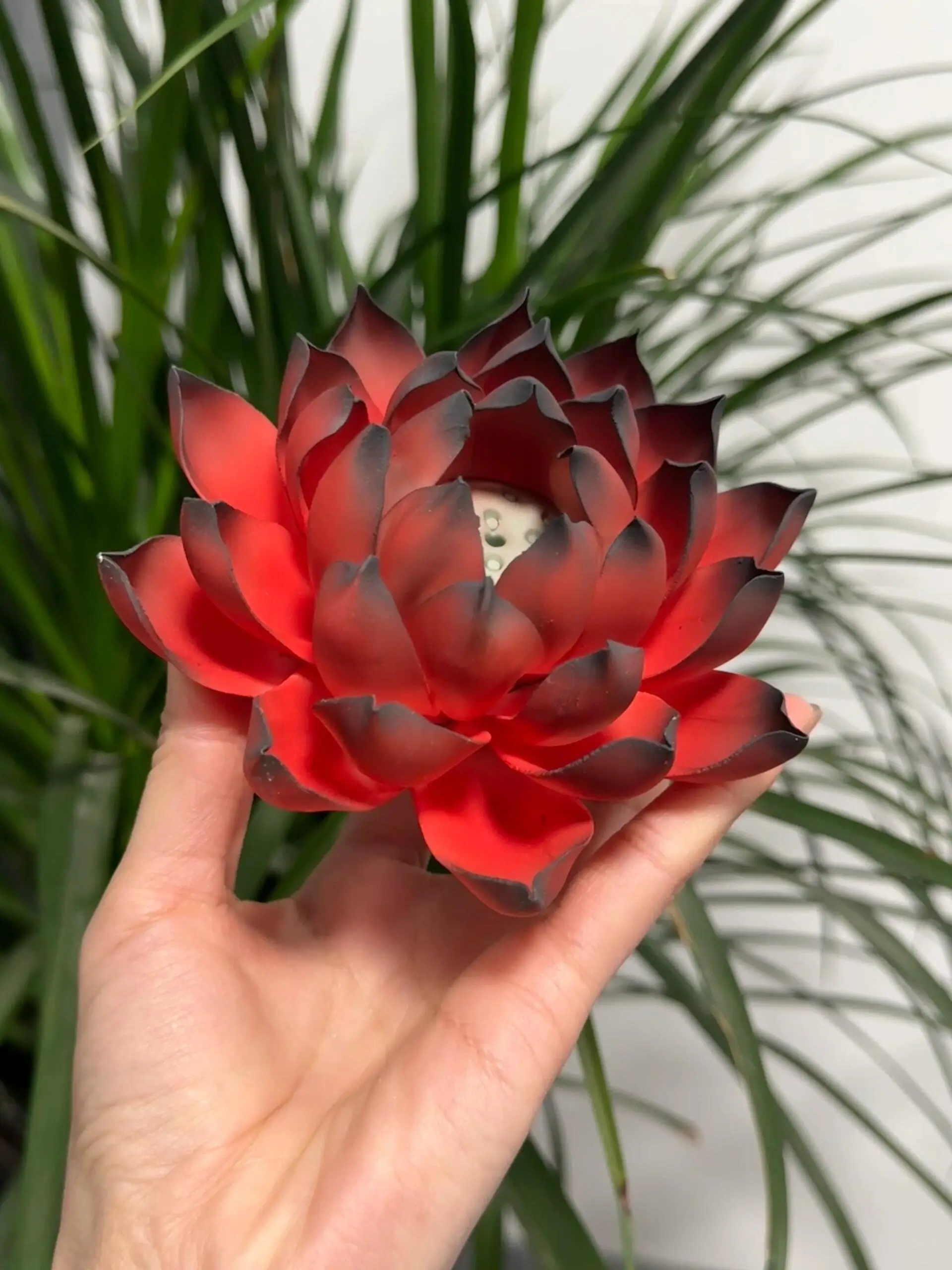 Handmade Red and Black Lotus Flower Incense Holder