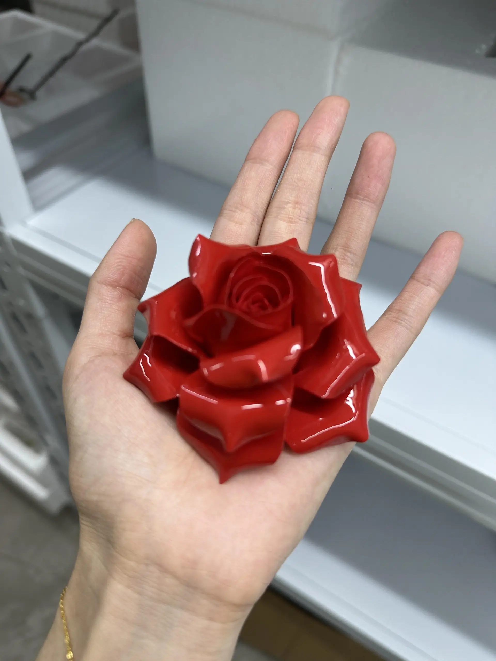 Handmade Red Rose Flower Incense Holder
