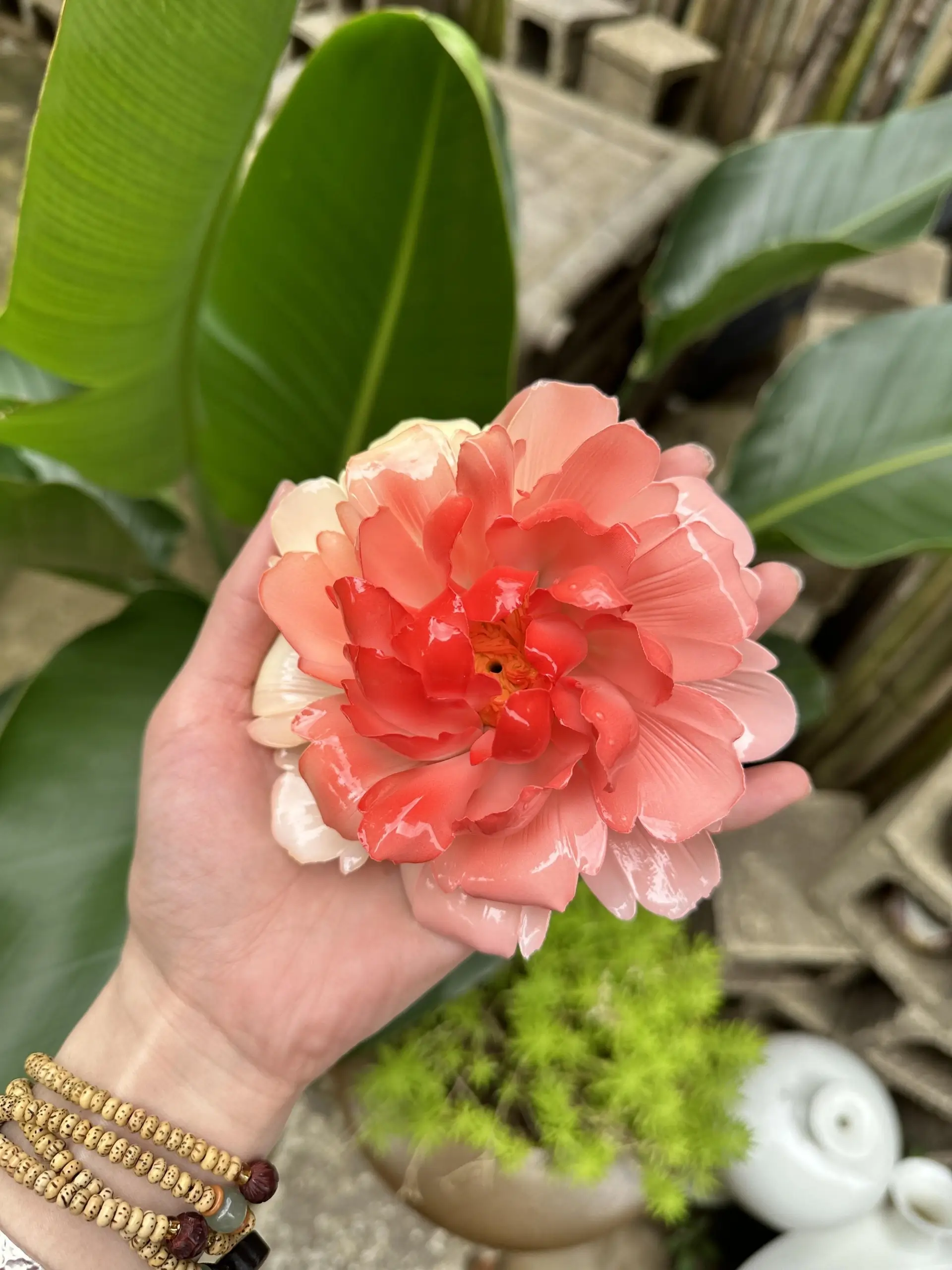 Handmade Pink Peony Flower Incense Holder