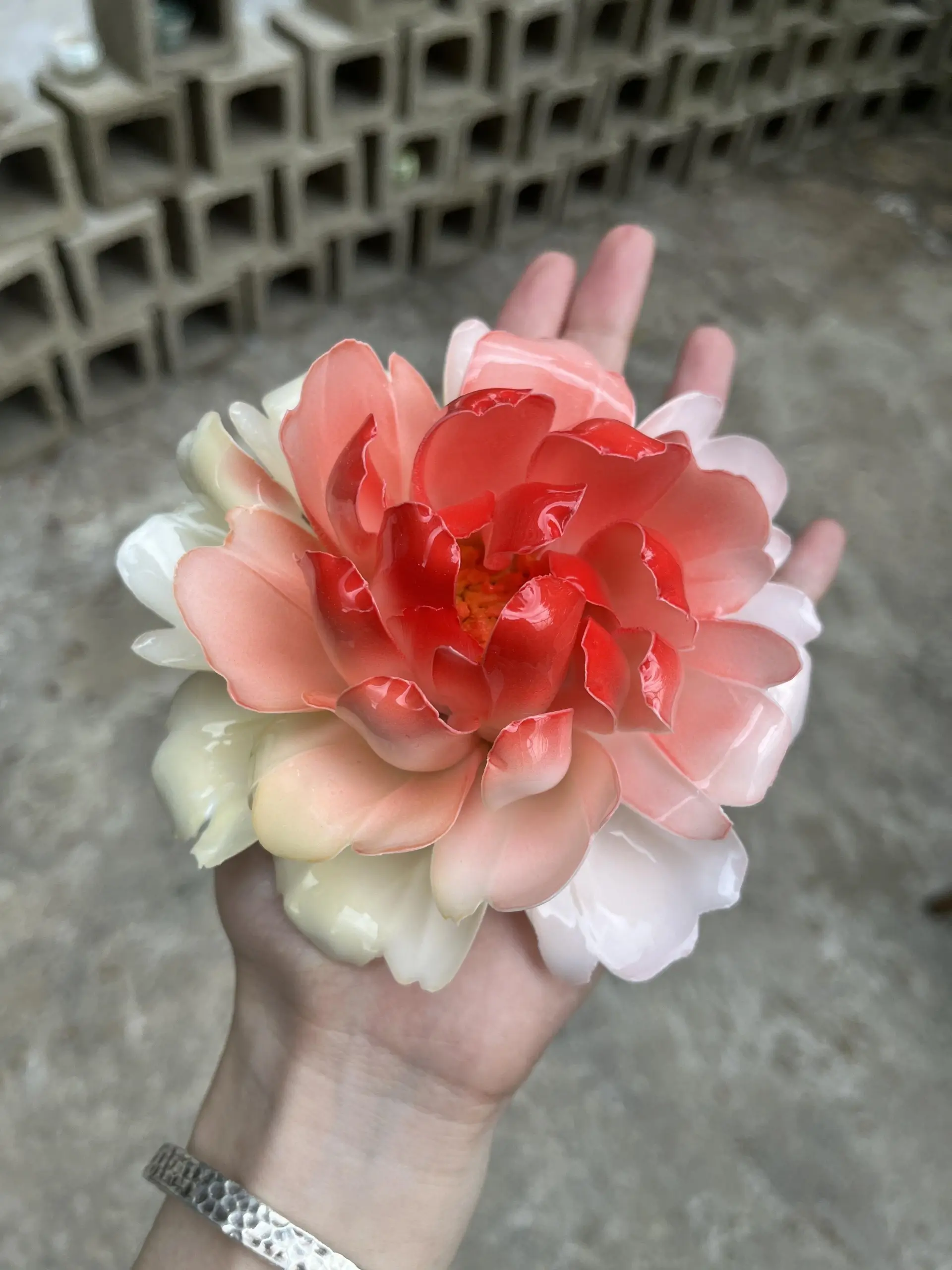 Handmade Pink Peony Flower Incense Holder