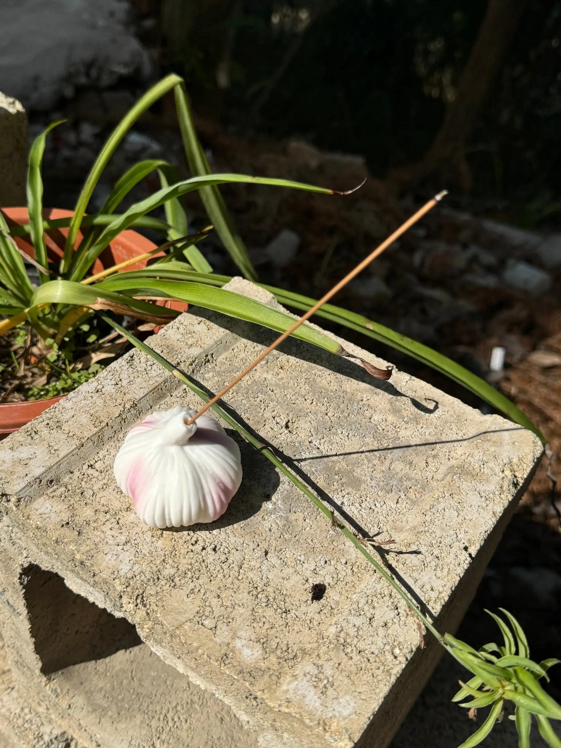 Handmade White Garlic-Shaped Incense Holder