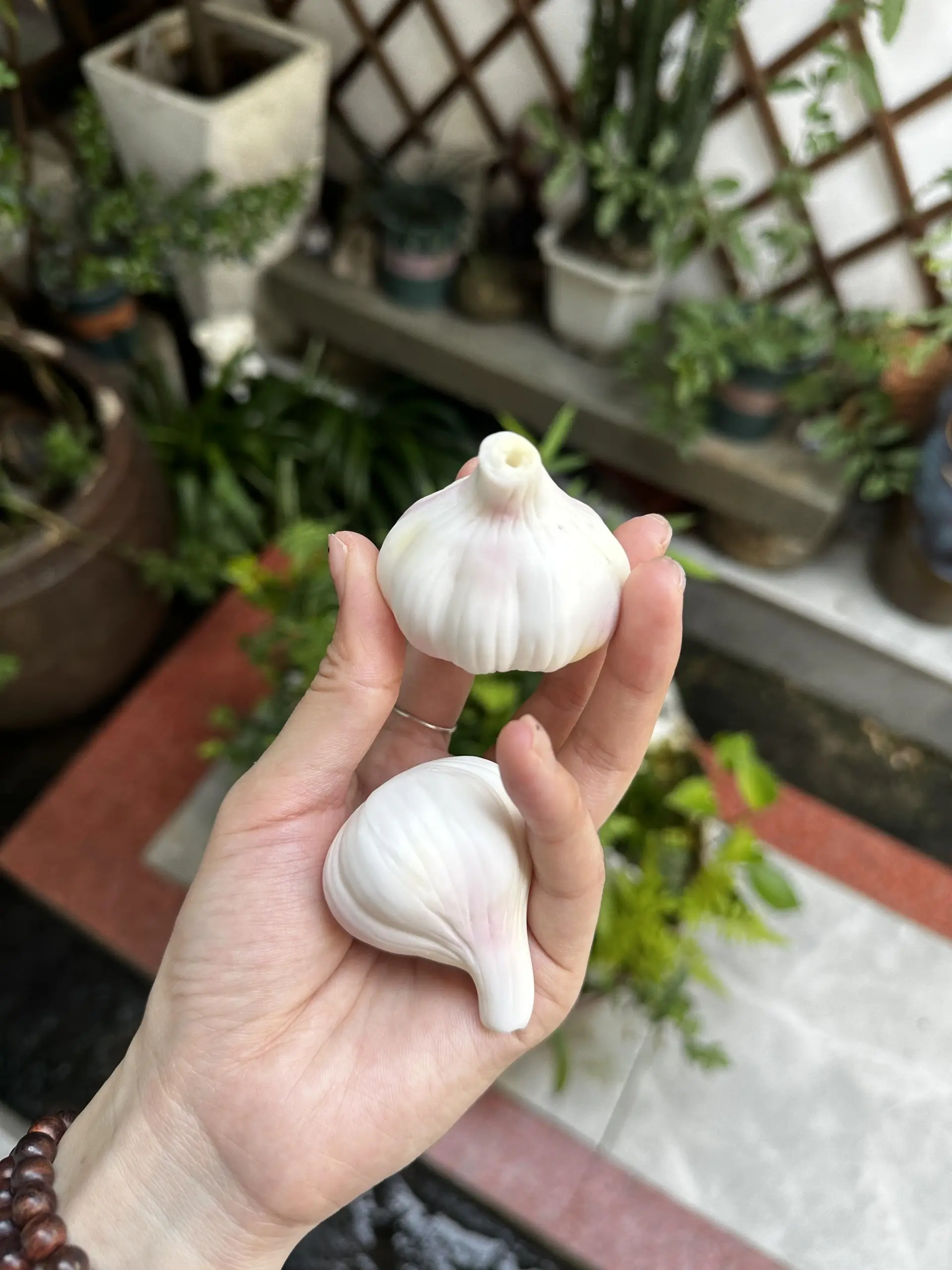 Handmade White Garlic-Shaped Incense Holder