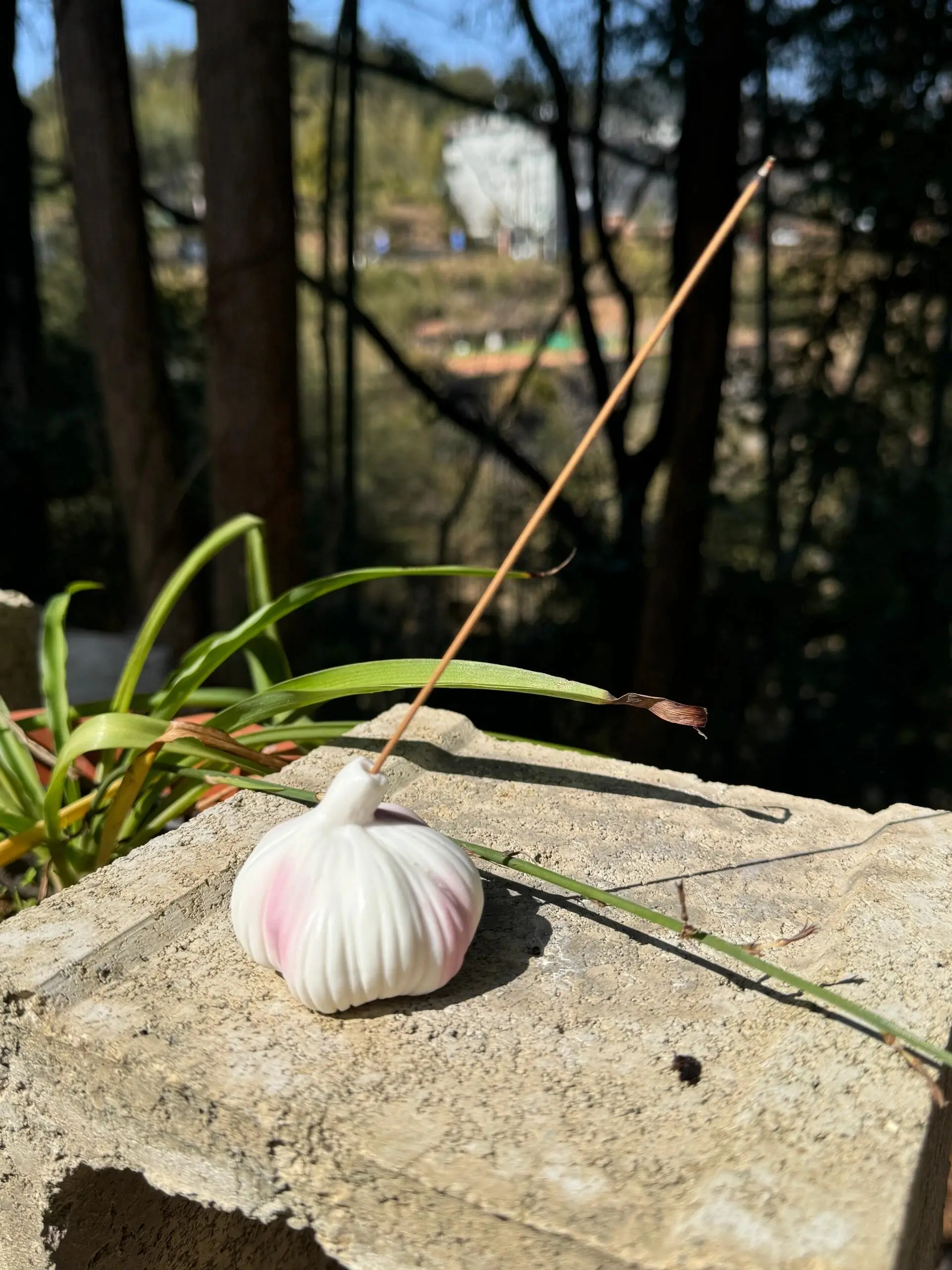 Handmade White Garlic-Shaped Incense Holder