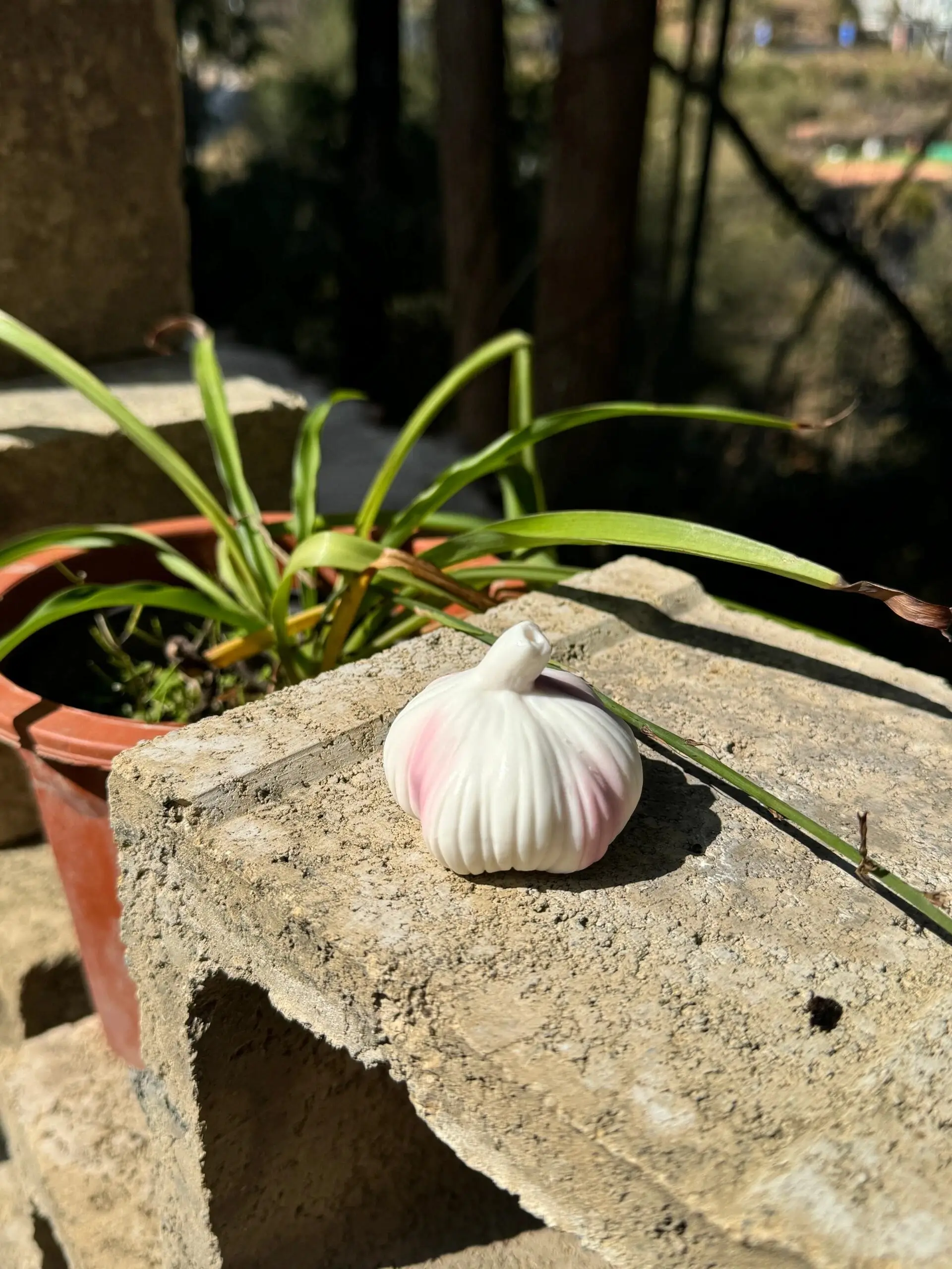 Handmade White Garlic-Shaped Incense Holder