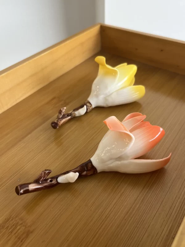 Handmade Yellow/Orange Magnolia Flower Incense Holder