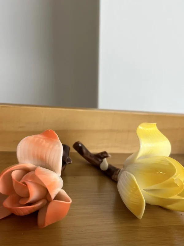 Handmade Yellow/Orange Magnolia Flower Incense Holder