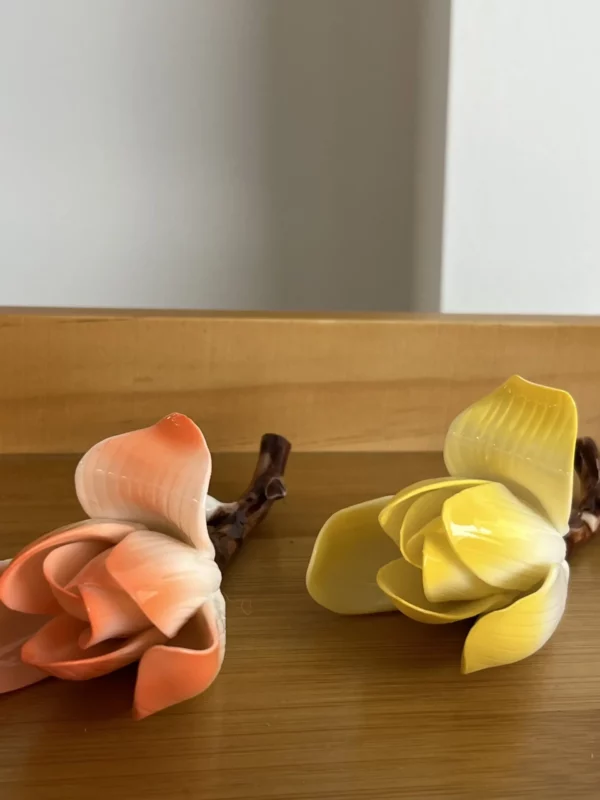 Handmade Yellow/Orange Magnolia Flower Incense Holder