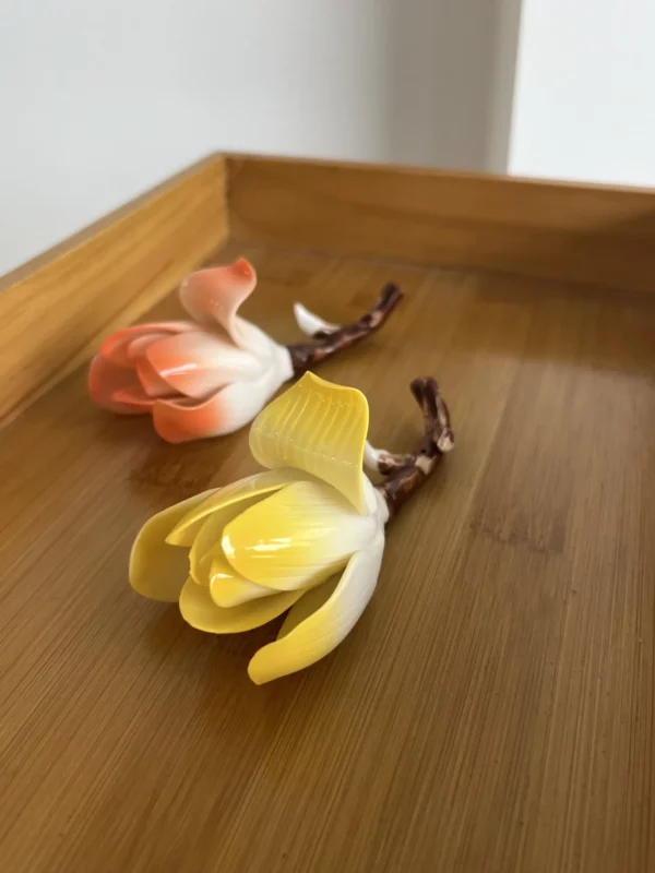 Handmade Yellow/Orange Magnolia Flower Incense Holder