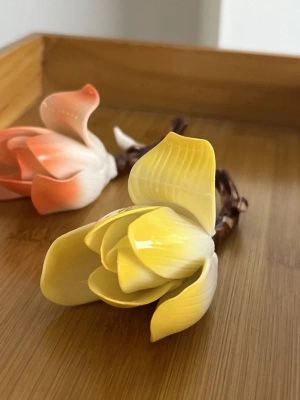 Handmade Yellow/Orange Magnolia Flower Incense Holder