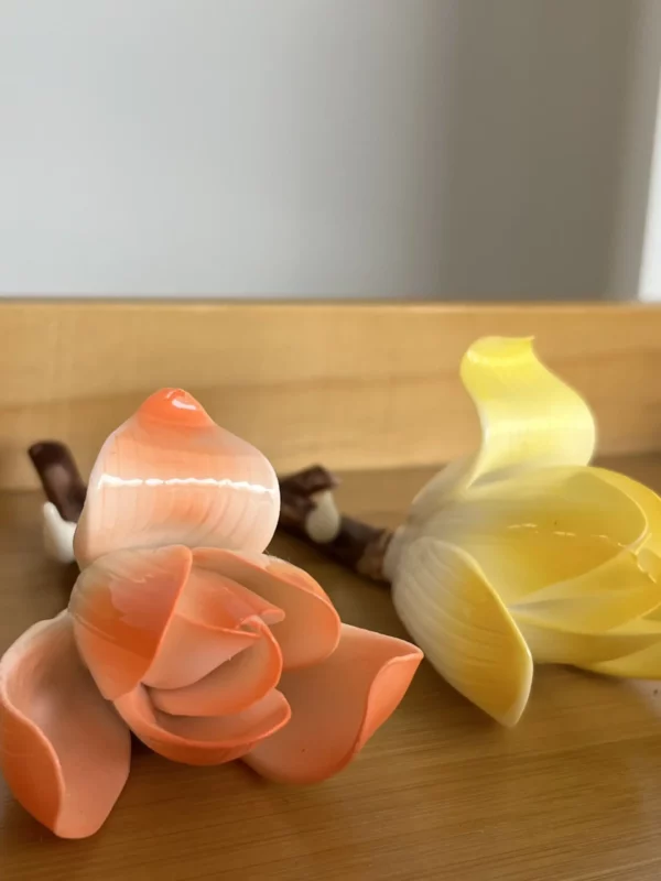 Handmade Yellow/Orange Magnolia Flower Incense Holder