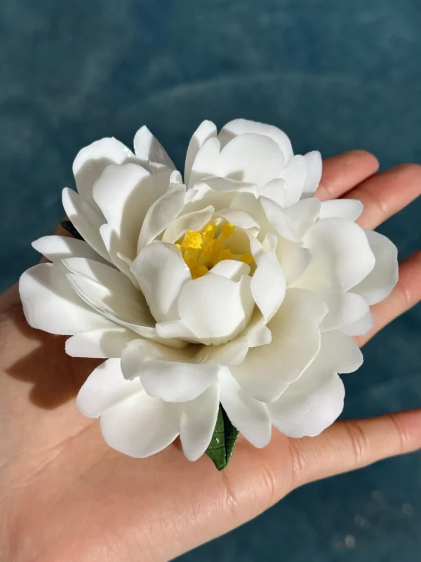 Handmade White/Pink Peony Flower Incense Holder