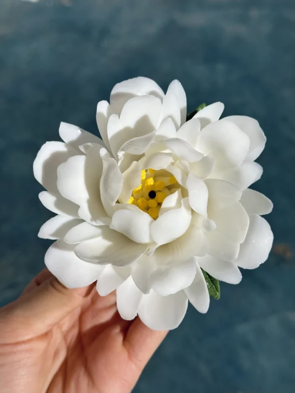 Handmade White/Pink Peony Flower Incense Holder