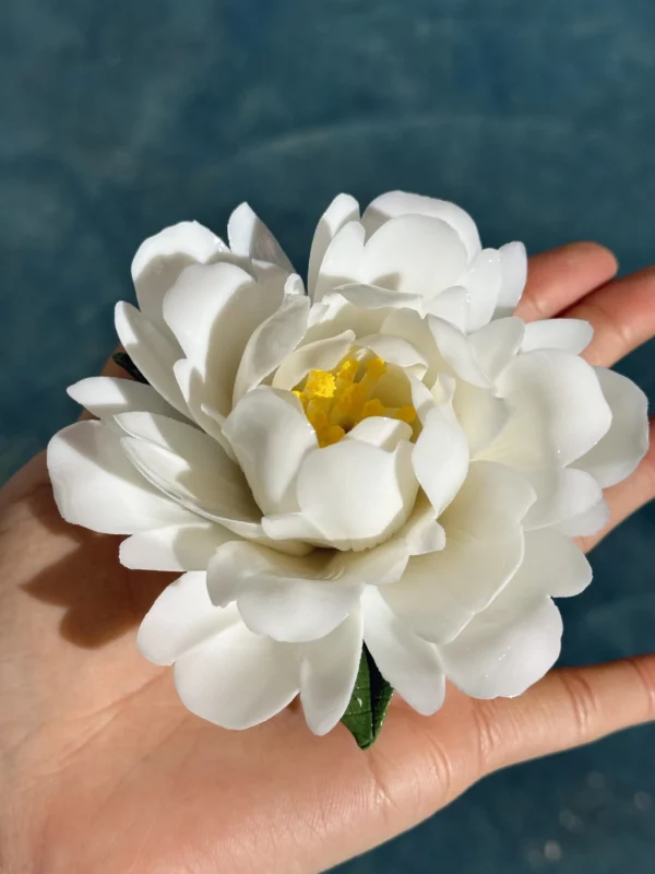 Handmade White/Pink Peony Flower Incense Holder