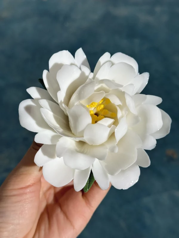 Handmade White/Pink Peony Flower Incense Holder