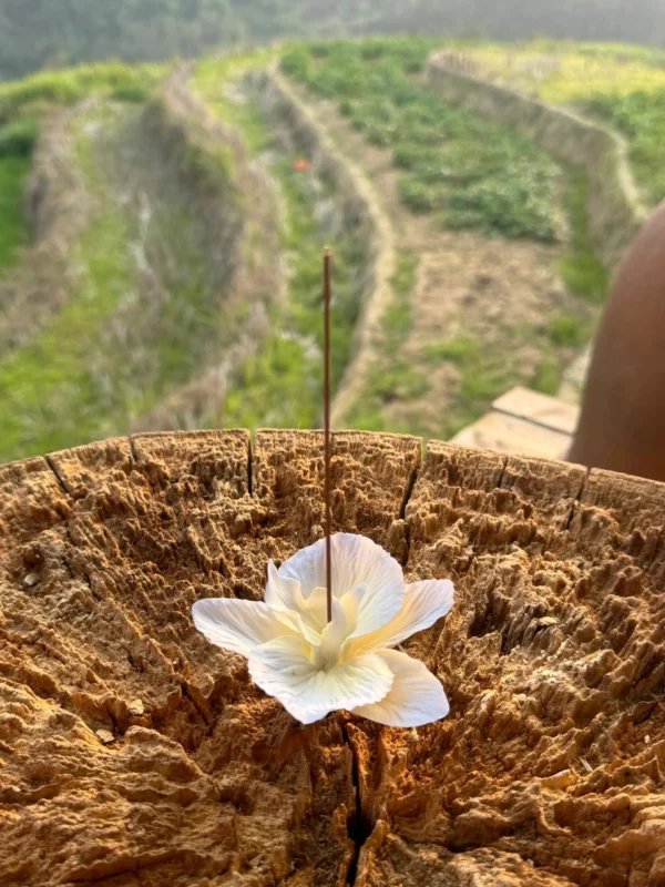 Handmade Blue/Pink Flower in Bloom Ceramic Incense Holder