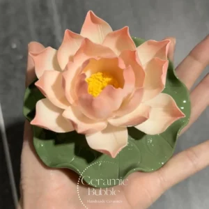 Handcrafted Ceramic Incense Holder Pink Lotus Flower Incense Stick Holder