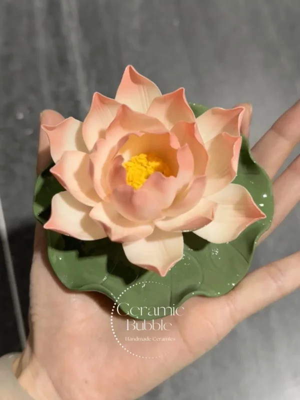 Handcrafted Ceramic Incense Holder Pink Lotus Flower Incense Stick Holder