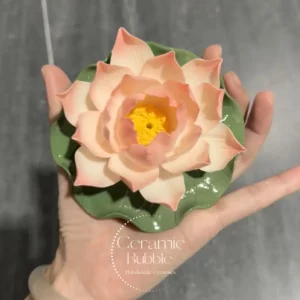 Handcrafted Ceramic Incense Holder Pink Lotus Flower Incense Stick Holder