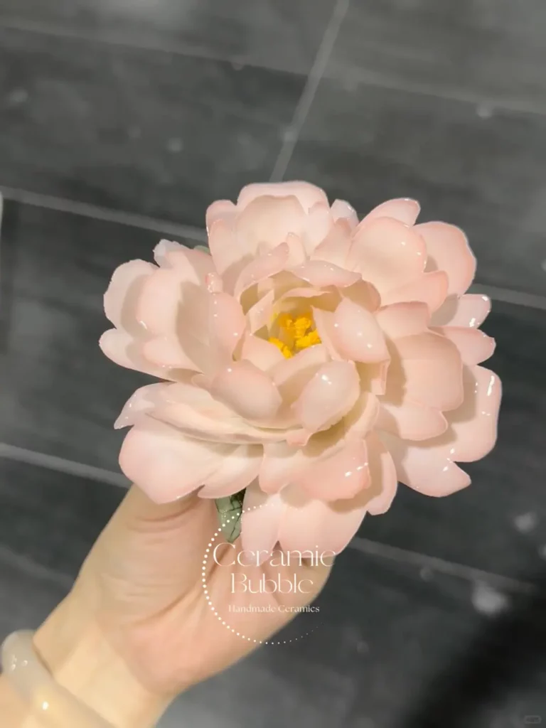 Handmade Pink Flower Ceramic Incense Holder Unique Blooming Flower Shaped Incense Stick Holder