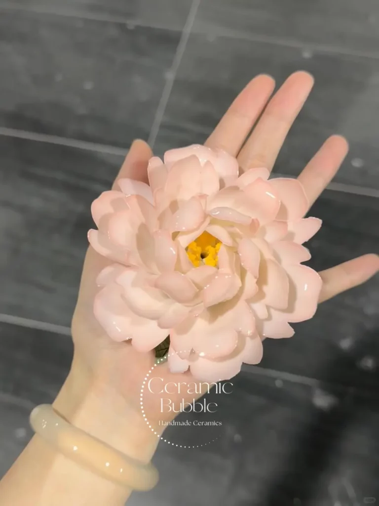 Handmade Pink Flower Ceramic Incense Holder Unique Blooming Flower Shaped Incense Stick Holder