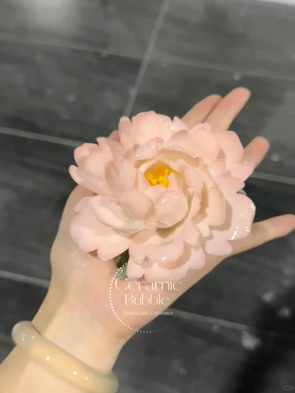 Handmade Pink Flower Ceramic Incense Holder Unique Blooming Flower Shaped Incense Stick Holder