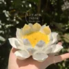 Handmade Blooming White Lotus Flower Shaped Ceramic Incense Stick Holder