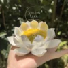 Handmade Blooming White Lotus Flower Shaped Ceramic Incense Stick Holder