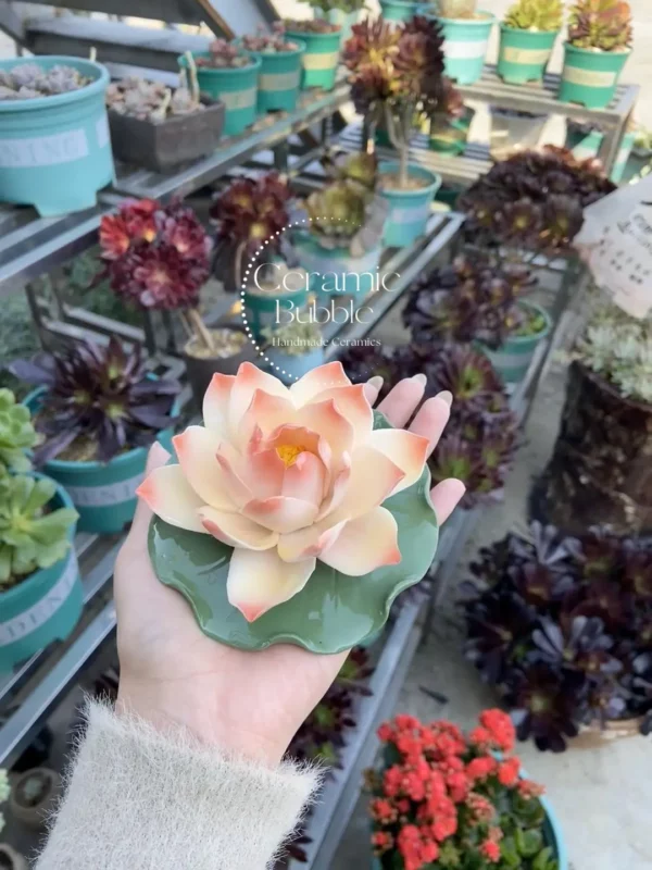 Handmade Pink Ceramic Incense Holder Unique Design Lotus Flower Shaped Incense Holder for Sticks