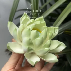 Green Lotus Flower Shaped Incense Stick Holder Handmade Ceramic Incense Holder