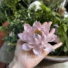 Purple Ceramic Lotus Incense Holder Handmade Floral Design Stick Burner