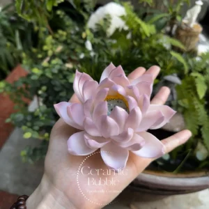 Purple Ceramic Lotus Incense Holder Handmade Floral Design Stick Burner