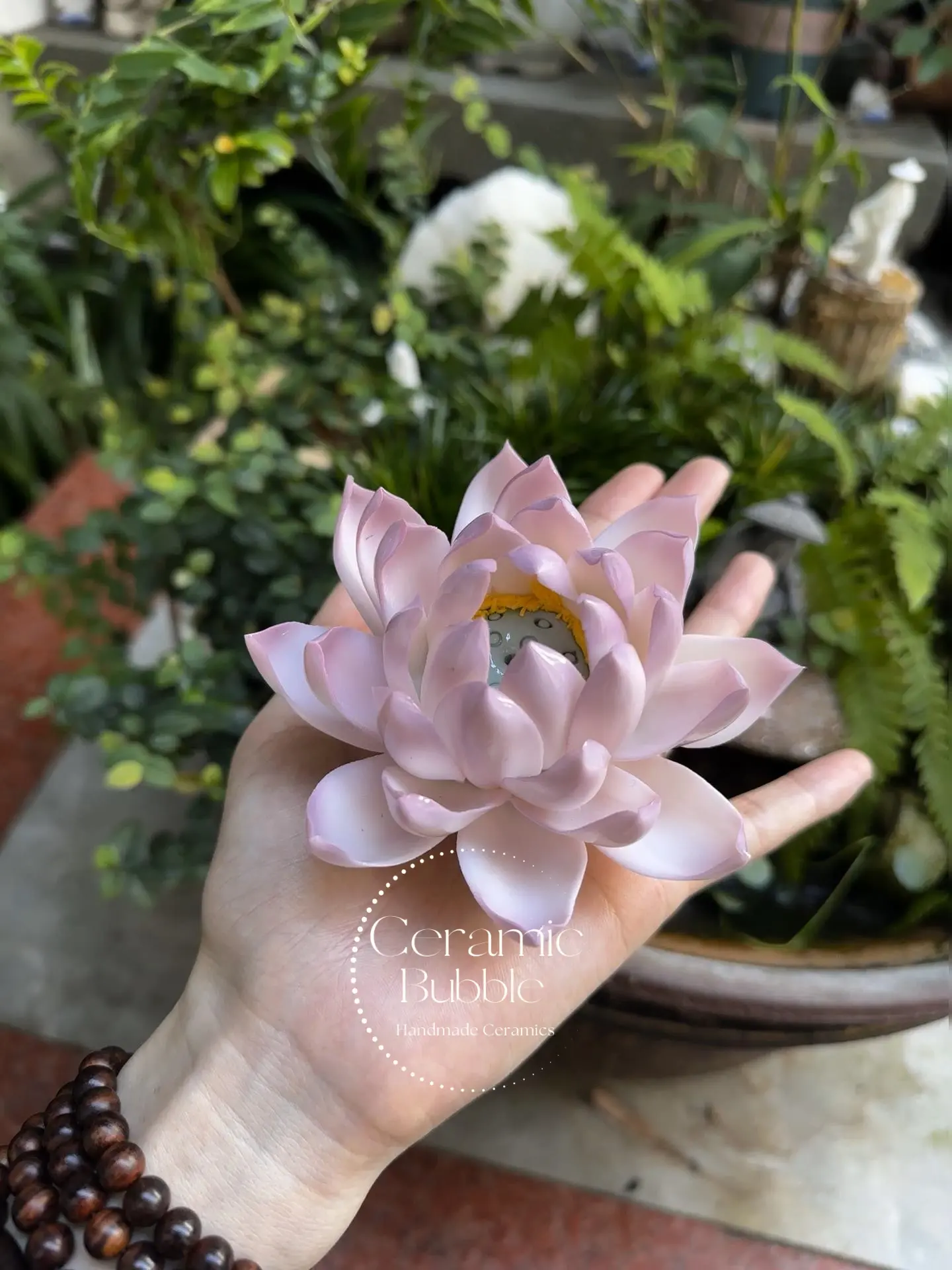 Purple Ceramic Lotus Incense Holder Handmade Floral Design Stick Burner