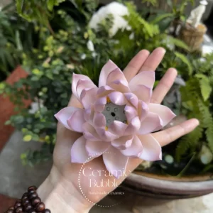 Purple Ceramic Lotus Incense Holder Handmade Floral Design Stick Burner
