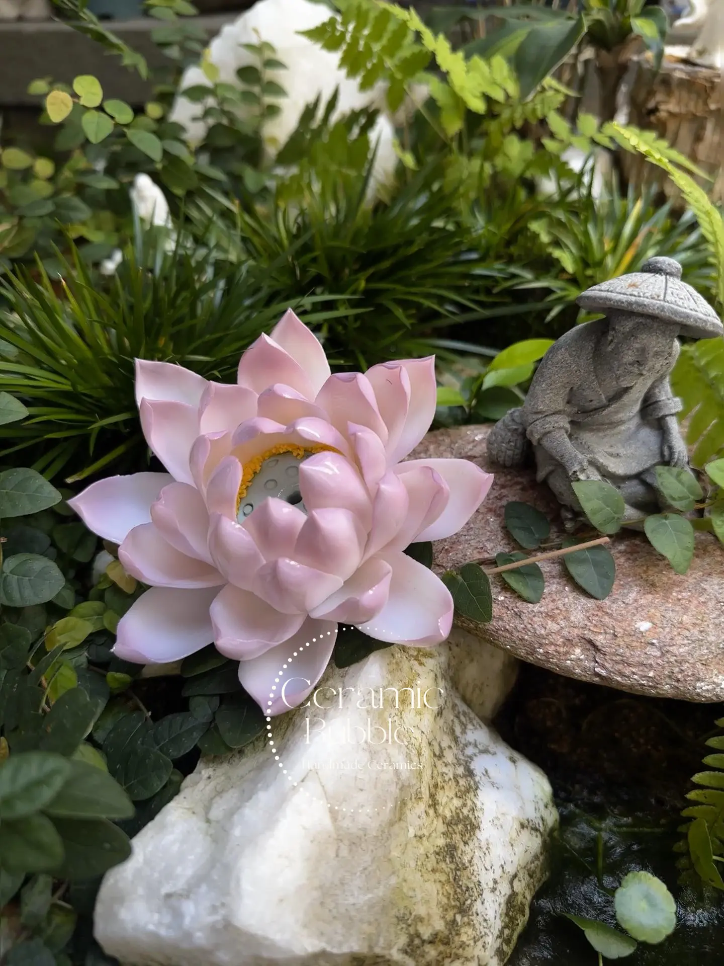 Purple Ceramic Lotus Incense Holder Handmade Floral Design Stick Burner