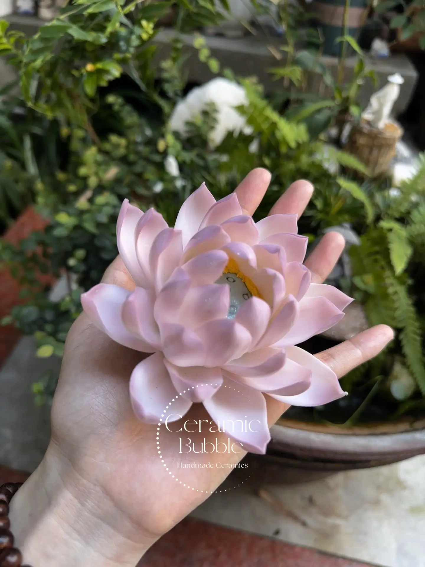 Purple Ceramic Lotus Incense Holder Handmade Floral Design Stick Burner