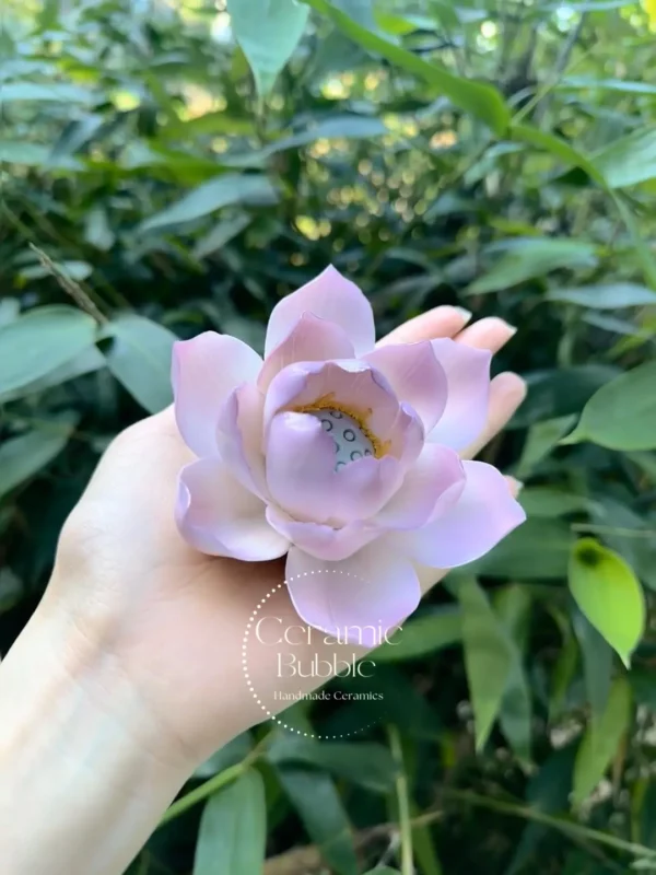 Handmade Lavender Ceramic Incense Holder Lotus Flower Shaped Incense Stick Holder