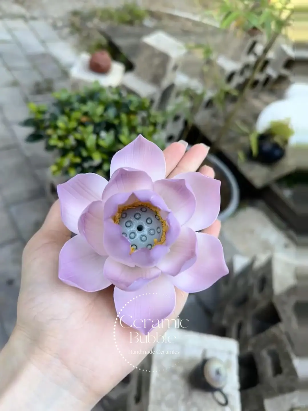 Handmade Lavender Ceramic Incense Holder Lotus Flower Shaped Incense Stick Holder