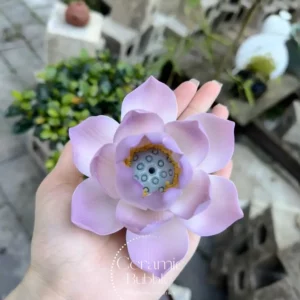 Handmade Lavender Ceramic Incense Holder Lotus Flower Shaped Incense Stick Holder