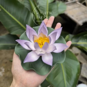 Handmade Purple Lotus Shaped Ceramic Incense Holder with Tray