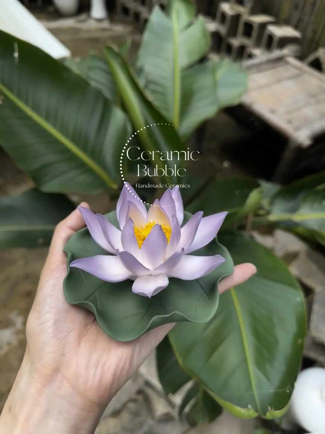 Handmade Purple Lotus Shaped Ceramic Incense Holder with Tray