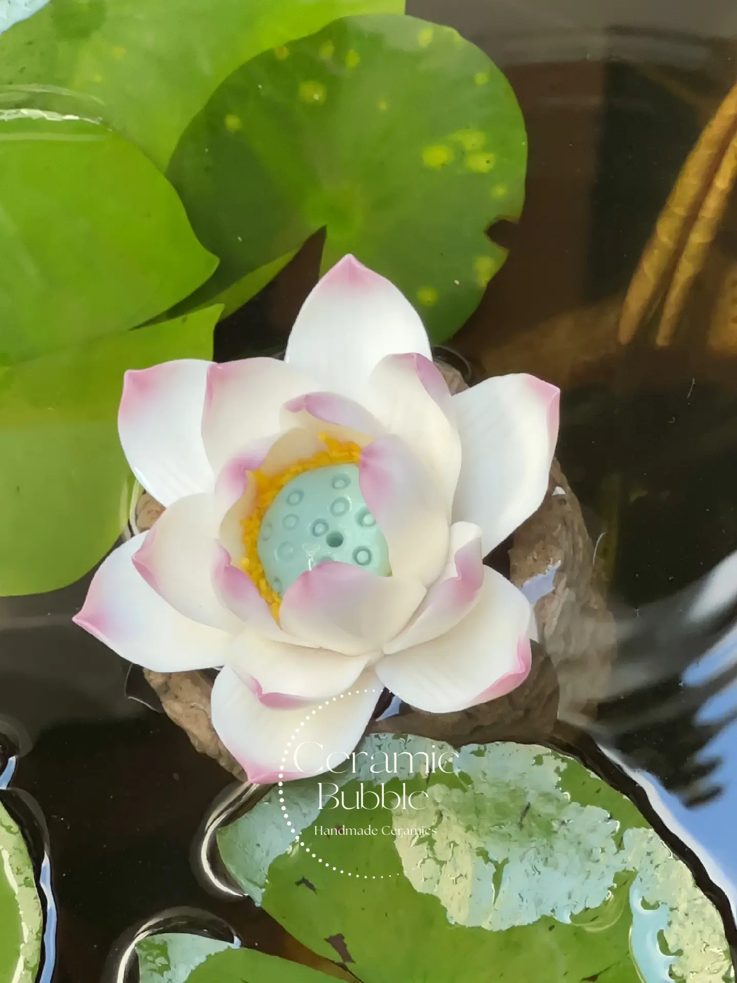 Handmade Ceramic Incense Holder White Lotus Shaped Incense Burner Housewarming Gift