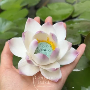 Handmade Ceramic Incense Holder White Lotus Shaped Incense Burner Housewarming Gift