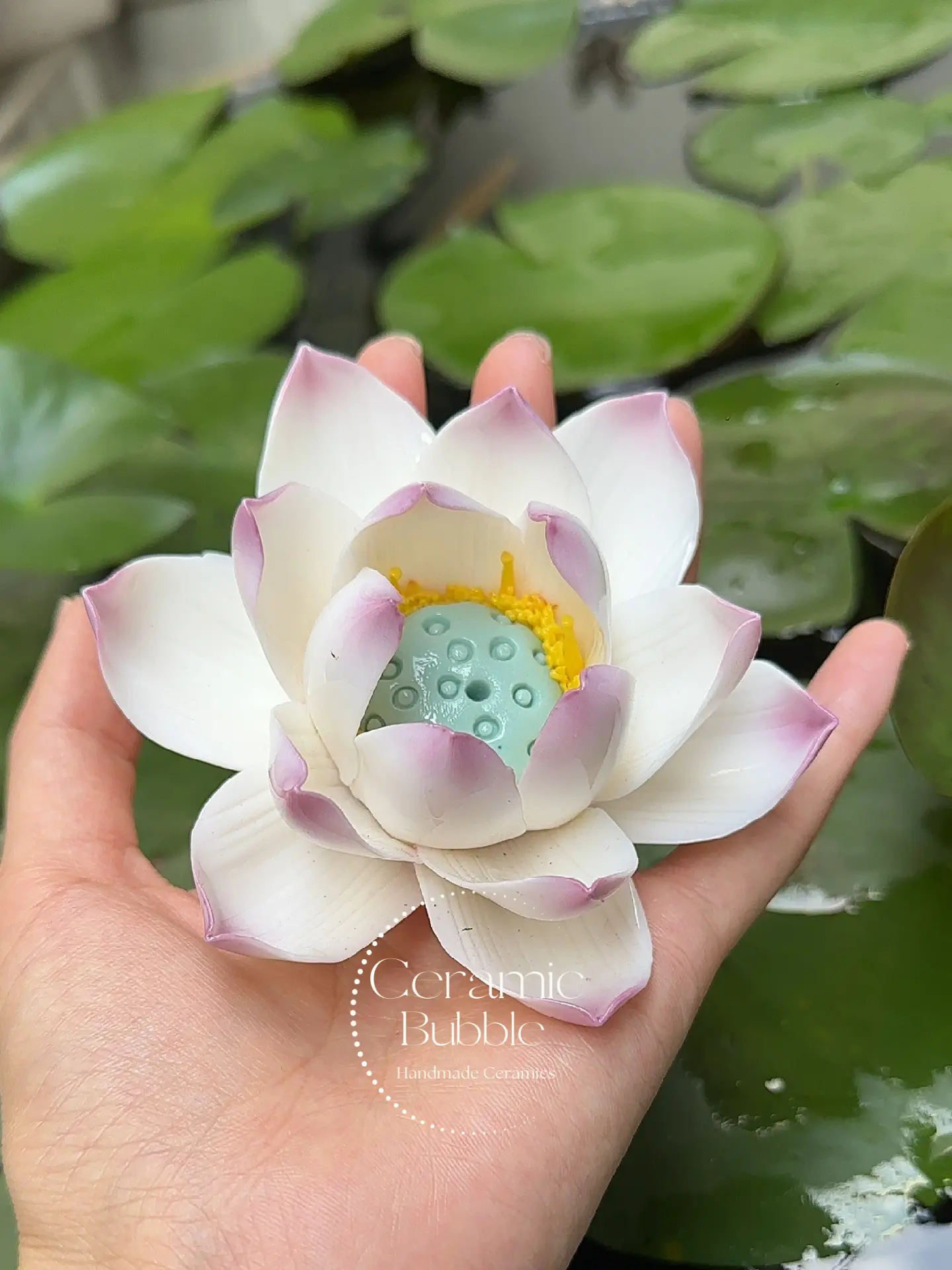 Handmade Ceramic Incense Holder White Lotus Shaped Incense Burner Housewarming Gift