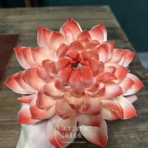 Handmade Unique Red Lotus Flower Ceramic Incense Holder Artistic Bloom Design Incense Stick Burner